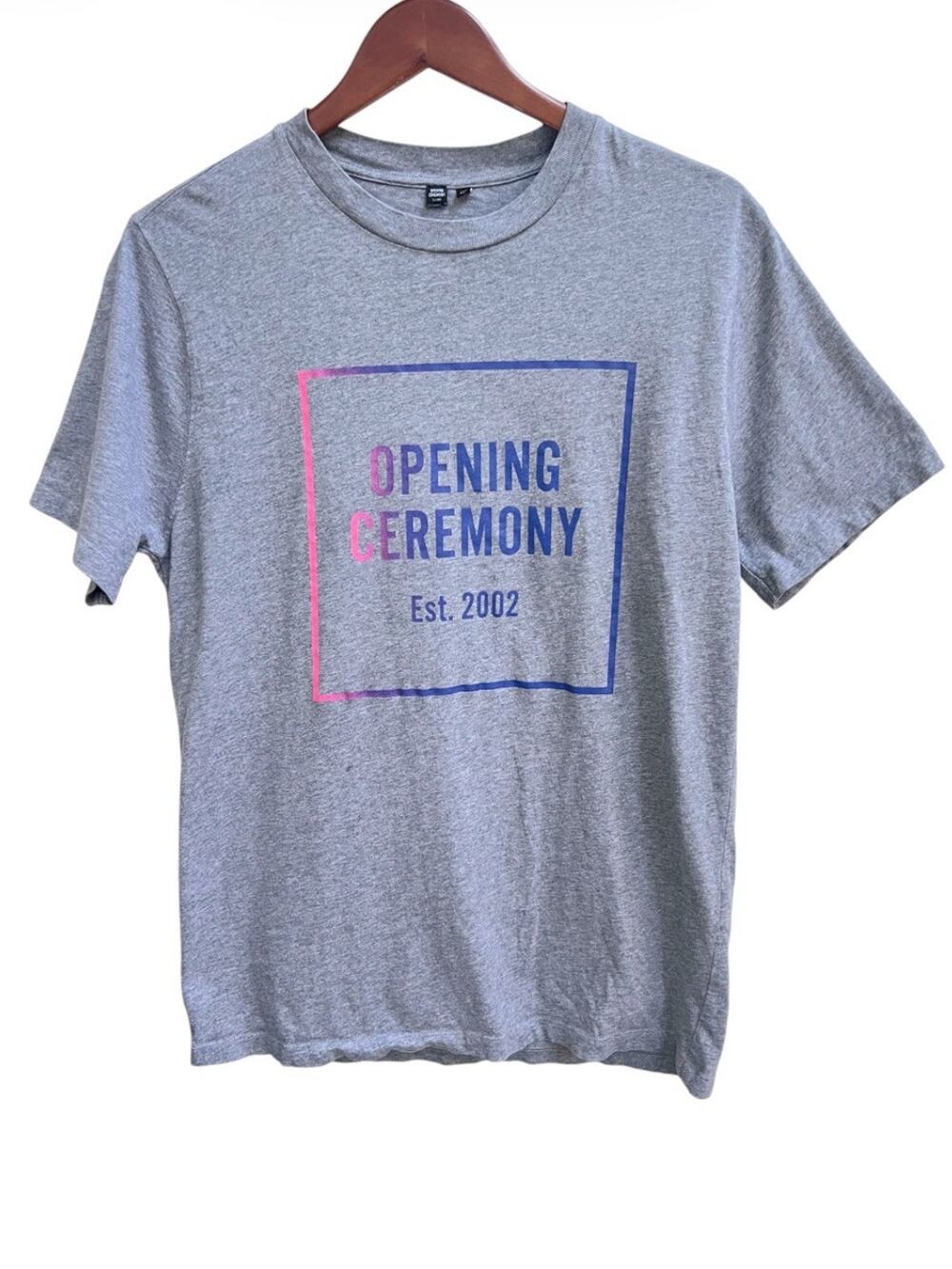 Opening Ceremony T-Shirt Mens Sz S Gray Short Slv Est. 2002 Graphic Logo Tee